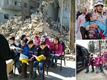 Syria schoolchildren learn in bombed-out shell of Aleppo