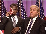 'Don't worry he's one of the good ones': Ben Carson holds 'very classy' Trump steak on his eye in SNL Skit after being mistaken for a protester at a Trump rally