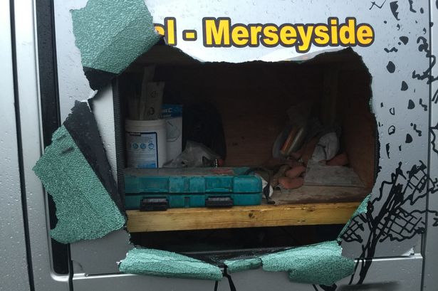 Look at what Wrexham thieves did to this van during a raid