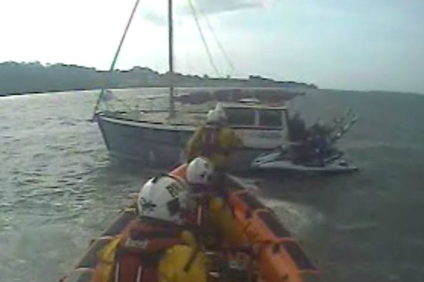 Watch Beaumaris RNLI come to rescue of child and adult stuck on jet ski