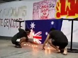Protester video of Australia flag burned at Invasion Day