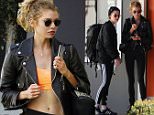 Stella Maxwell flashes amazing abs for spa outing