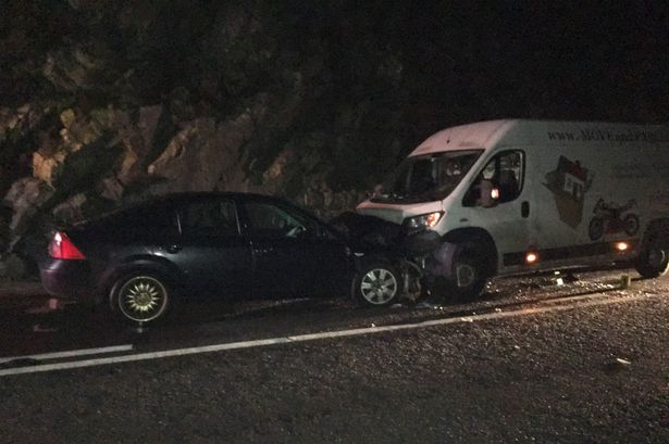 Van driver arrested after head-on Gwynedd smash