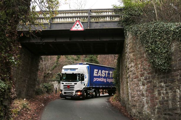 Dyserth lorry stuck in low bridge and tight bend double whammy forces road to close