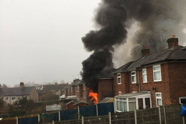 Watch Mold house burst into flames after chip pan fire sweeps through property