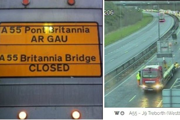 Storm Doris closes Britannia Bridge