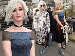Katy Perry wows in funky patchwork coat at LFW show