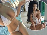 Chloe Khan flaunts her ample chest in a TINY string bikini