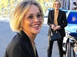 Sharon Stone wears leather trousers out in Beverly Hills