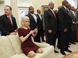 Kellyanne Conway photographed making herself comfortable