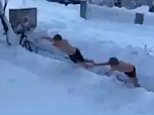 Hardy Icelanders take part in a snow swimming contest