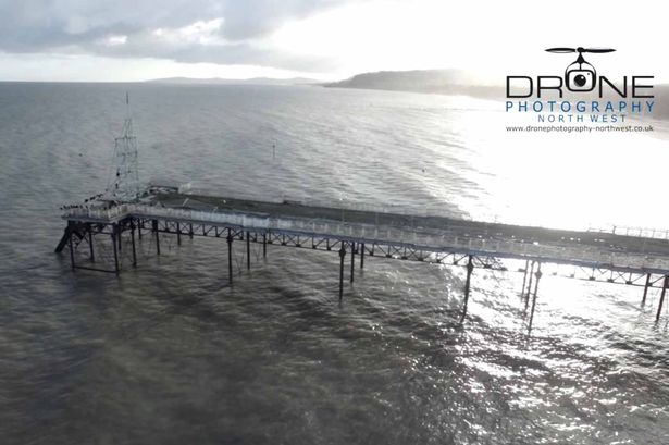 Drone footage shows scale of Storm Doris' devastation to Colwyn Bay Pier
