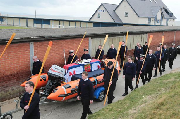 Rhyl RNLI man Ray Coltman's coffin carried to funeral by lifeboat
