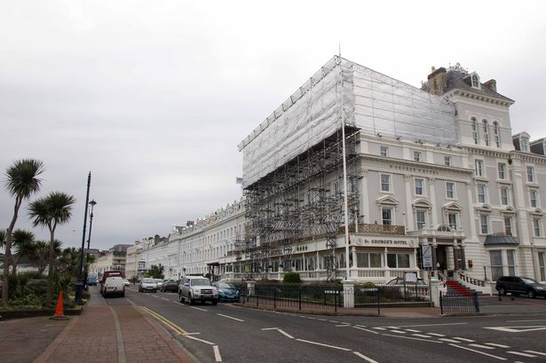 This is what Llandudno's St George's Hotel is doing behind rooftop scaffolding