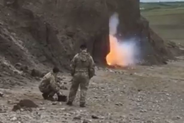 Watch explosive on Gwynedd beach blown up by bomb squad