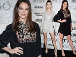 Katie Holmes in mini as Hailey Baldwin sparkles at opening
