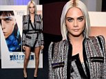 Cara Delevingne shows off long legs in futuristic outfit
