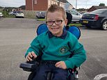 Tyldesley disabled boy gets out of wheelchair and CRAWLS