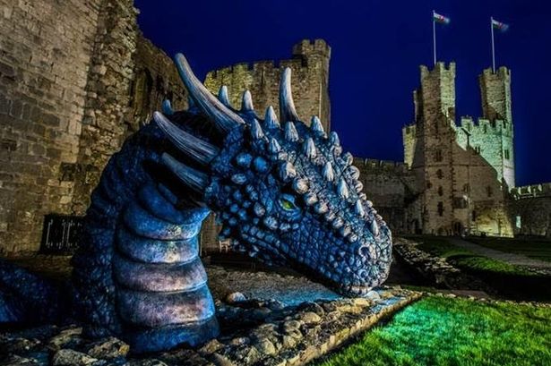 Giant one-tonne dragon lands inside Caernarfon Castle