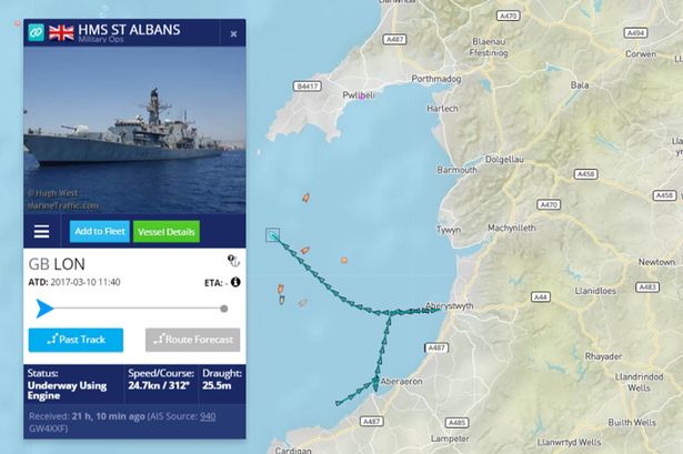 Navy ship that saw off the Russians spotted off Gwynedd coast