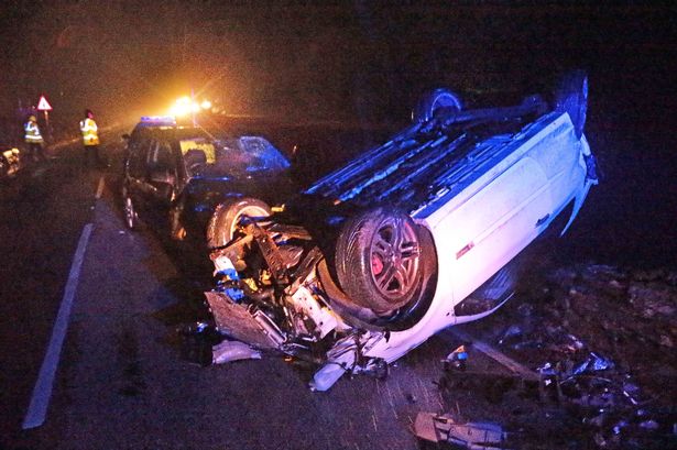 Woman taken to hospital after car overturns in Gwynedd A494 crash