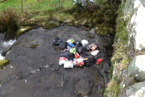 Shocking photo reveals dozens of bin bags dumped in popular Conwy Valley beauty spot
