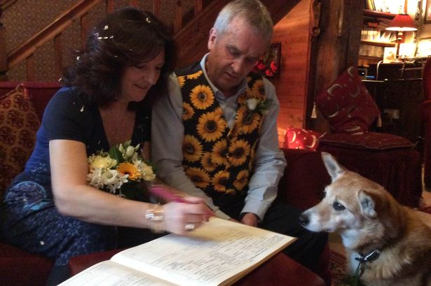 Teacher with inoperable cancer gets married at home and her dog Mili was 'chief bridesmaid'