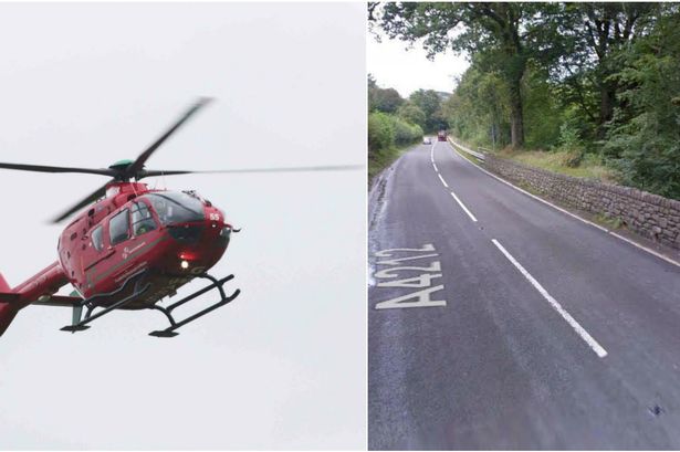Biker flown to hospital after Gwynedd A4212 crash