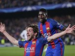 Barca mounts 6-1 comeback to oust PSG; Roberto nets winner