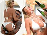 Alex Bowen pours champagne over busty Olivia Buckland