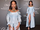 Rihanna flashes toned legs in Victorian-inspired gown
