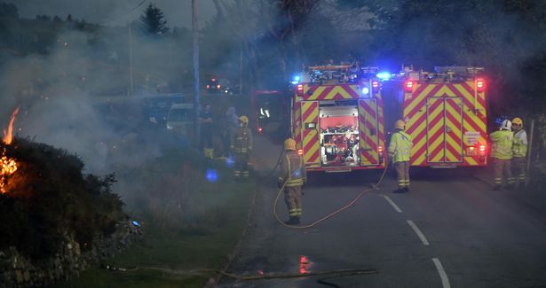 Firefighters tackle gorse blaze near Caernarfon