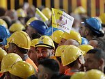 Pope meets with steel workers in Italian port city of Genoa