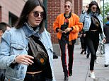 Kendall Jenner and Hailey Baldwin wear leggings in NYC