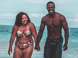 Curvy woman poses for a bikini snap with her fit husband