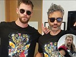 Chris Hemsworth and Thor director in matching T-shirts