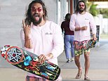 Jason Momoa buys a skateboard in Queensland