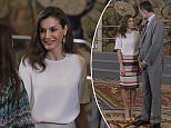 Queen Letizia welcomes guests to Zarzuela Palace