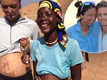 Turia Pitt bonds with pregnant tribeswoman in Namibia 