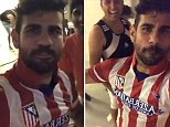 Chelsea star Diego Costa pictured in Atletico Madrid top
