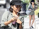Vanessa Hudgens shows off her legs in a romper at a spa