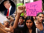 Thousands of protesters gather as Trump heads to NY home