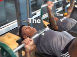 Manchester United defender Marcos Rojo hits the weights