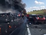 Cars explode as lorry ploughs into traffic jam in Russia
