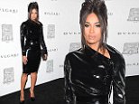 Ciara wows in fitted black PVC dress for BVLGARi bash