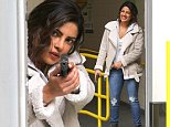 Priyanka Chopra takes aim as she films Quantico in Queens