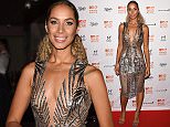 Leona Lewis looks radiant in plunging metallic sheer dress