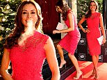 Melanie Sykes, 47 braves the cold in a chic red lace dress
