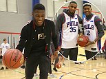 Crystal Palace stars pose with Philadelphia 76ers stars