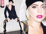Lady Gaga models thigh-high Versace boots in Barcelona